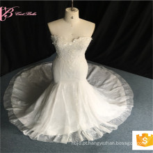 OEM Trumpet Appliqued Wedding Dress 2017 Plus Size With Long Train